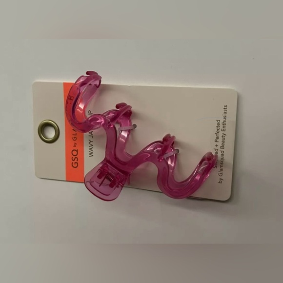 New Pink Wavy Jaw Hair Clip 3 11/16" made in Bangladesh GSQ by Glamsquad - Picture 1 of 14